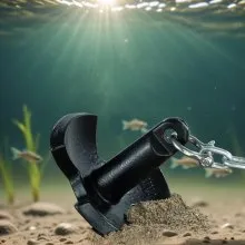 VEVOR River Anchor, 12 LBS Boat Anchor Cast Iron Black Vinyl-Coated with Shackle, Marine Grade Mushroom Anchor for Boats Up To 10 ft, Impressive Holding Power in River and Mud Bottom Lakes