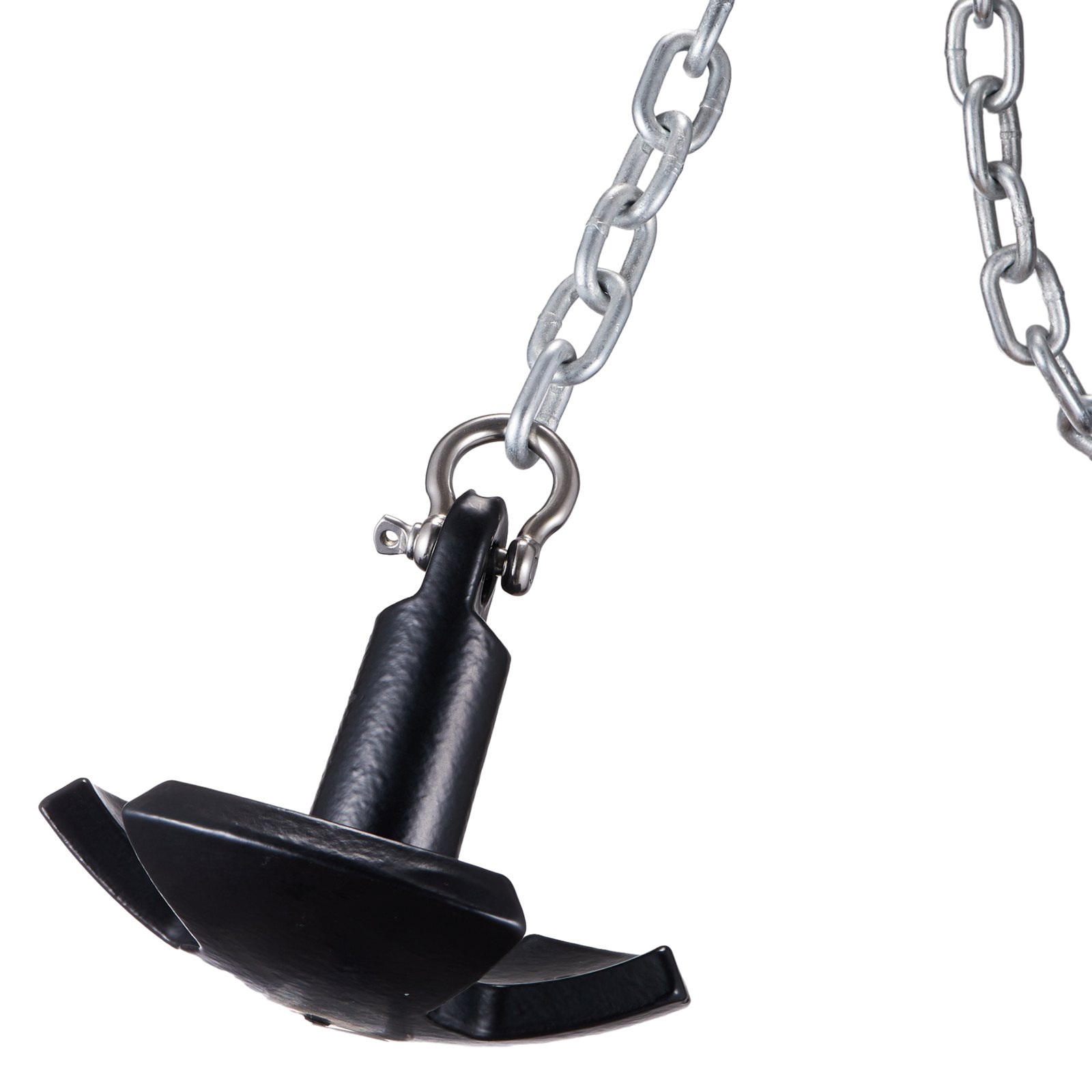 VEVOR river anchor with sturdy chain, featuring sleek black finish and robust build.
