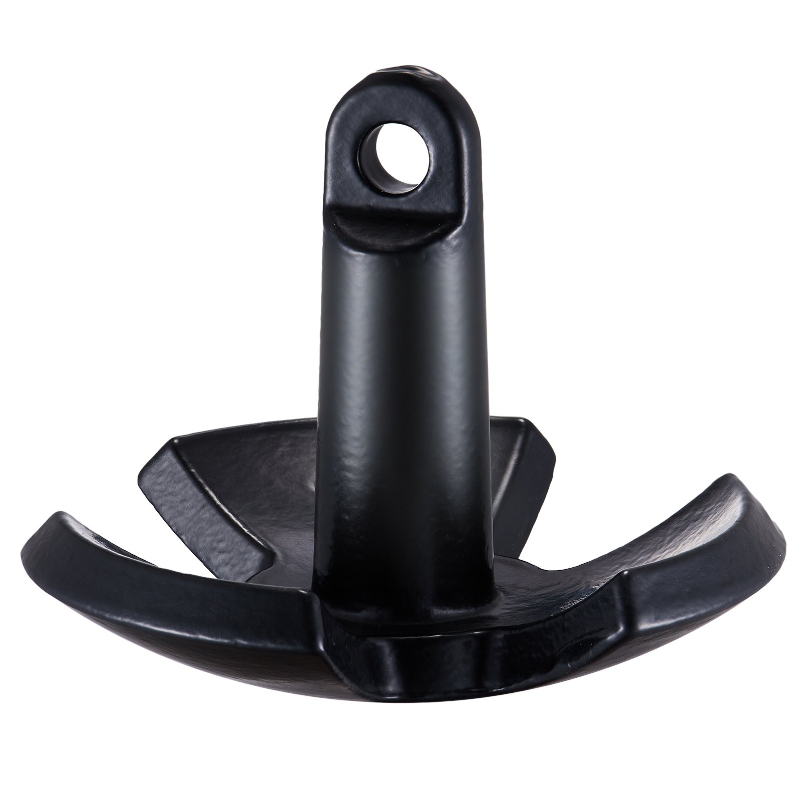 black VEVOR river anchor with flared fins and a ring hole for secure attachment and stability.