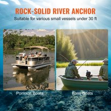 VEVOR River Anchor, 30 LBS Boat Anchor Μαύρη επίστρωση βινυλίου, Marine Grade Mushroom Anchor για σκάφη έως 30 πόδια, εντυπωσιακή δύναμη συγκράτησης σε λίμνες River and Mud Bottom Lakes