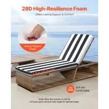 VEVOR Set of 2 Outdoor Chaise Lounge Chair Cushions 74 x 22 in Waterproof Thick