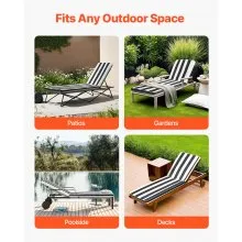 VEVOR Set of 2 Outdoor Chaise Lounge Chair Cushions 74 x 22 in Waterproof Thick