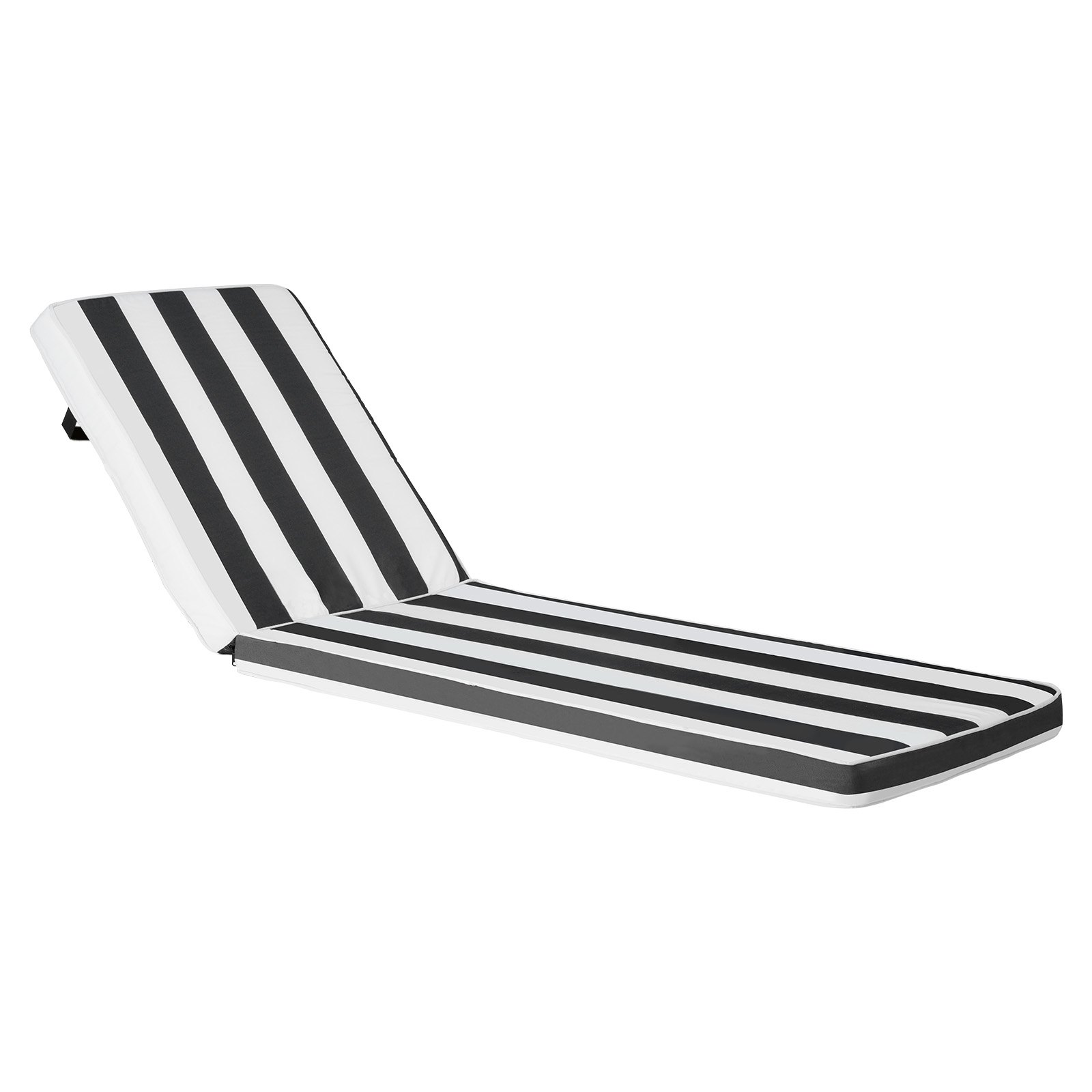 VEVOR Chaise Lounge Cushion, 89x56x71 cm, Set of 2 Outdoor Lounge Chair Cushions, Waterproof & Fade-Resistant Sun Lounger Cushions with Ties, Patio Lounger Pads for Pool Deck, Black & White Stripes