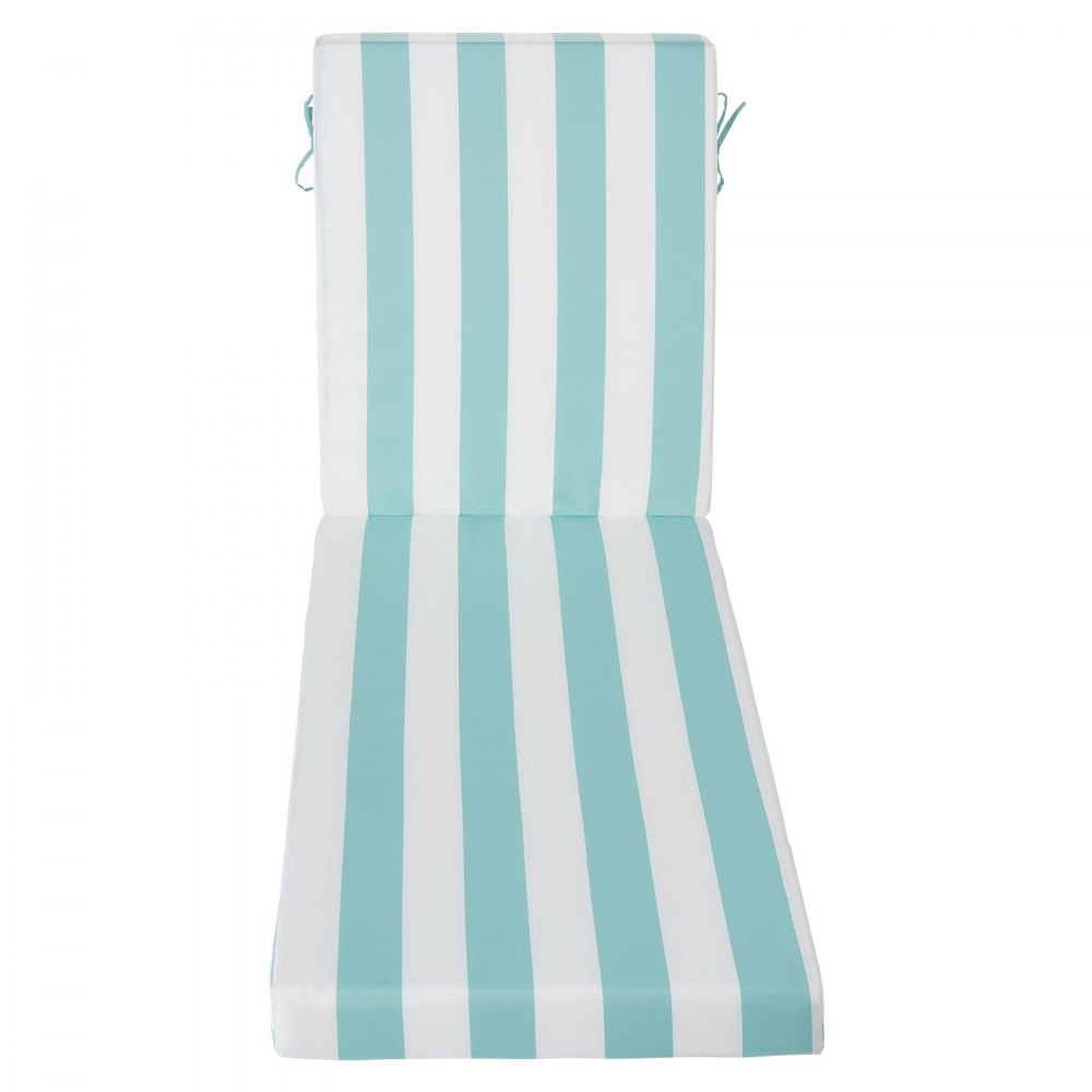 VEVOR Chaise Lounge Cushion, 80 x 26 x 4 in, Set of 2 Outdoor Lounge Chair Cushions, Waterproof & Fade-Resistant Sun Lounger Cushions with Ties, Patio Lounger Pads for Pool Deck, Green & White Stripes