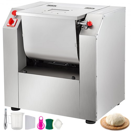 VEVOR Commercial Dough Mixer, 25 KG Kneading Capacity, Flour Mixer Commercial, 2200-Watt, Dough Mixer Machine Commercial, with Visible Lid, Heavy-Duty Pizza Dough Mixer Commercial, Stainless Steel
