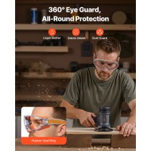 Safety Glasses Anti-Fog Adjustable Goggles ANSI Z87.1+ Over Eyeglasses