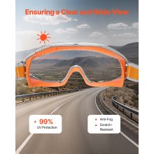 Safety Glasses Anti-Fog Adjustable Goggles ANSI Z87.1+ Over Eyeglasses