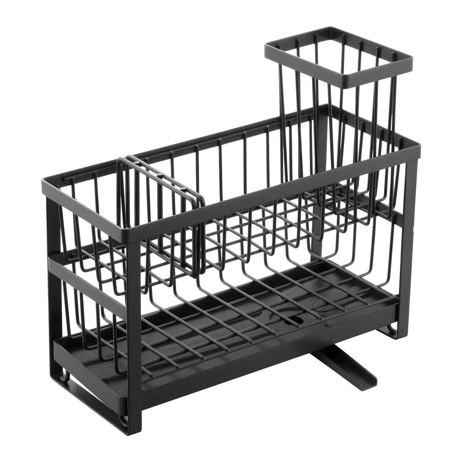 VEVOR Kitchen Sink Caddy Organizer, 2 Tier Sponge Holder for Kitchen Sink with High Brush Holder & Divider, Storage Rack with Rotatable Drainage Spout, Countertop Organizers and Storage Essentials