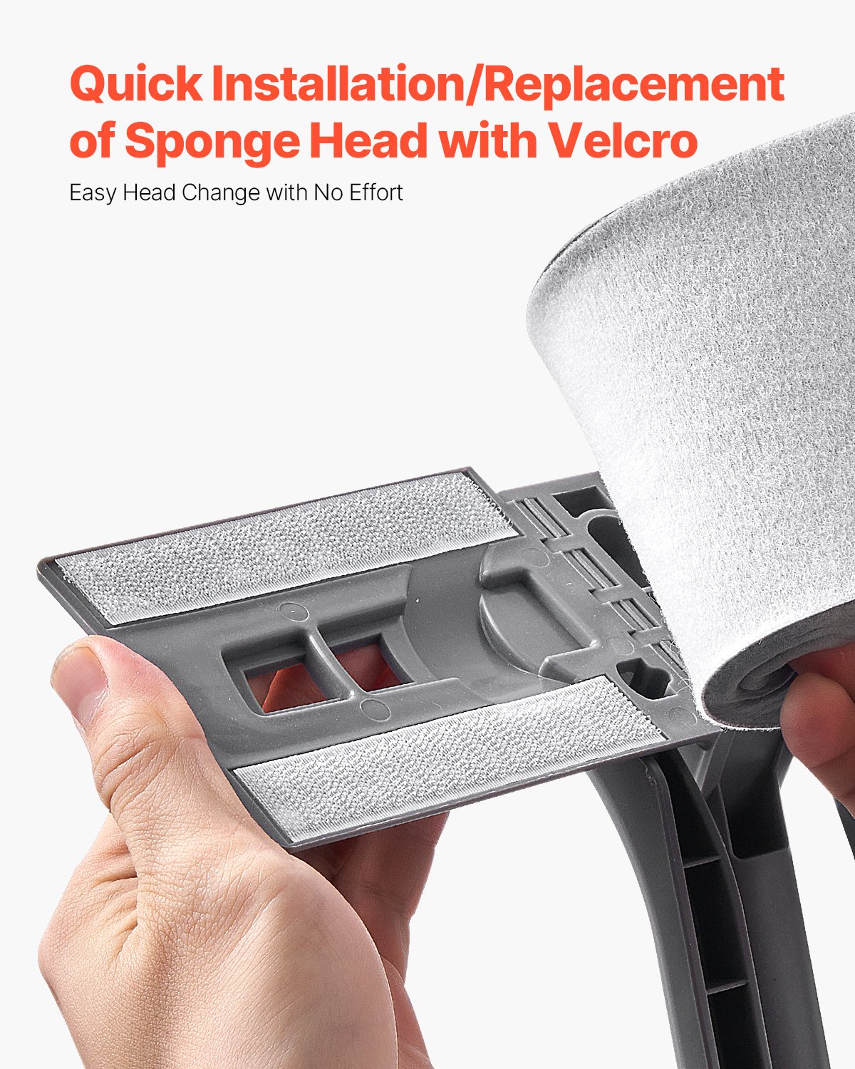 VEVOR Sponge Mop Replacement, 2-Piece, High Density Wider PU Sponge Mop Head Replacement with Hook & Loop, High Absorbency Head Replacement for VEVOR DS1362 Sponge Mop, Fit for Various Floors