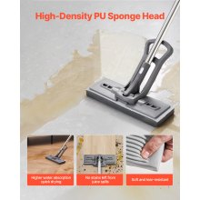 VEVOR Sponge Mop, High-Density PU Sponge Mop with 1 Pcs Sponge Mop Replacement , Easy to Squeeze Sponge Mop with Hook & Loop for Head Change, Fit for Various Floors’ Cleaning
