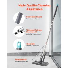 VEVOR Sponge Mop, High-Density PU Sponge Mop with 1 Pcs Sponge Mop Replacement , Easy to Squeeze Sponge Mop with Hook & Loop for Head Change, Fit for Various Floors’ Cleaning