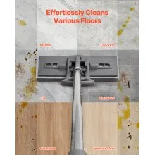 VEVOR Sponge Mop, High-Density PU Sponge Mop with 1 Pcs Sponge Mop Replacement , Easy to Squeeze Sponge Mop with Hook & Loop for Head Change, Fit for Various Floors’ Cleaning