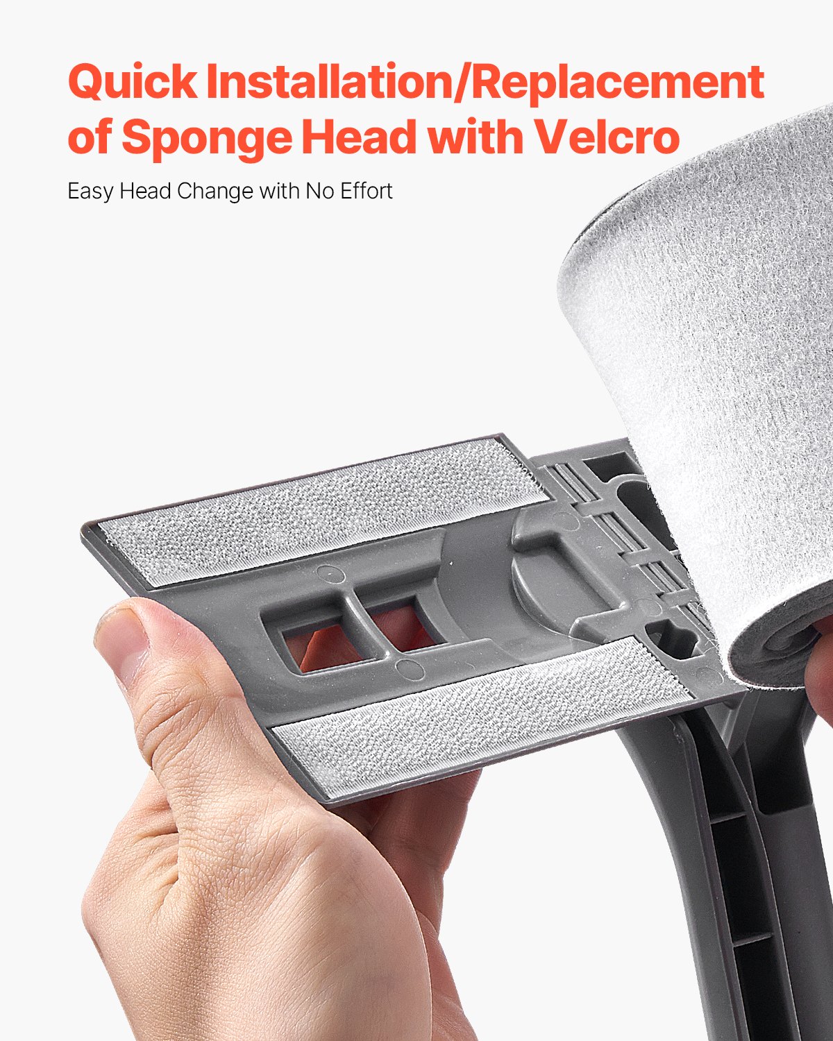 VEVOR Sponge Mop, High-Density PU Sponge Mop with 1 Pcs Sponge Mop Replacement , Easy to Squeeze Sponge Mop with Hook & Loop for Head Change, Fit for Various Floors’ Cleaning