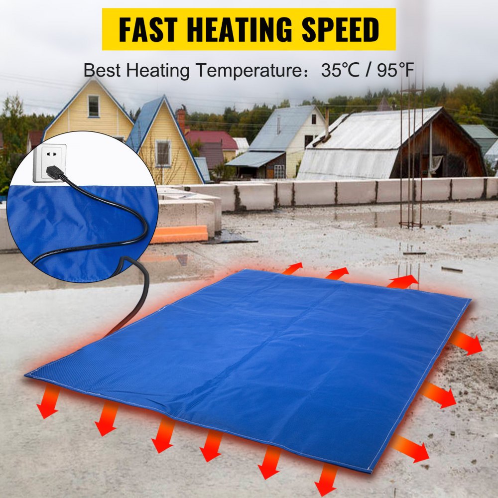 VEVOR Ground Thawing Blanket 4' x 5’ Finished Dimensions Electric Concrete Curing Blanket  Heated Concrete Blanket 3' x 4’ Heated Dimensions Concrete Blanket Density Blanket Insulated Concrete Heater