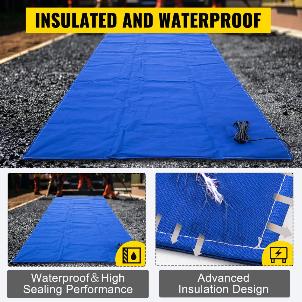 VEVOR Ground Thawing Blanket 4' x 5’ Finished Dimensions Electric Concrete Curing Blanket  Heated Concrete Blanket 3' x 4’ Heated Dimensions Concrete Blanket Density Blanket Insulated Concrete Heater
