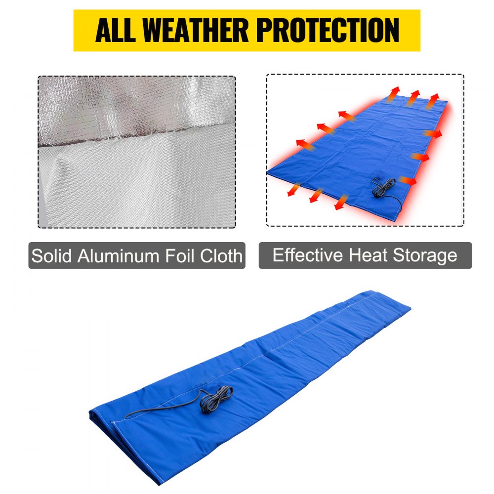 Manta de descongelación de suelo VEVOR, manta de curado de hormigón eléctrico con dimensiones calentadas de 5' x 10', dimensiones terminadas de 6' x 11', manta de hormigón de alta densidad, alfombrilla para derretir nieve trampas alfombrilla de pasarela calentada