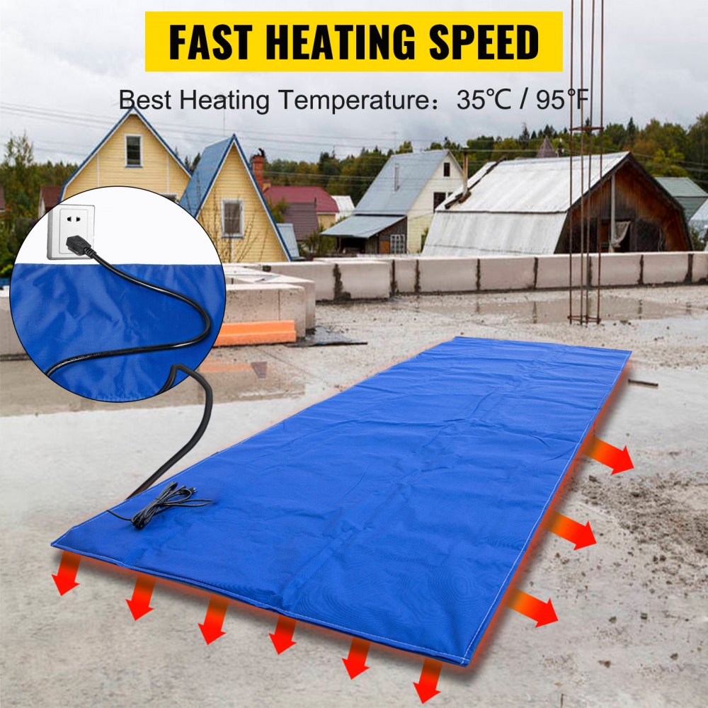 Manta de descongelación de suelo VEVOR, manta de curado de hormigón eléctrico con dimensiones calentadas de 5' x 10', dimensiones terminadas de 6' x 11', manta de hormigón de alta densidad, alfombrilla para derretir nieve trampas alfombrilla de pasarela calentada