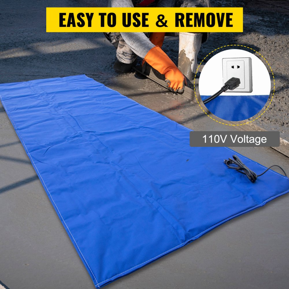 Manta de descongelación de suelo VEVOR, manta de curado de hormigón eléctrico con dimensiones calentadas de 5' x 10', dimensiones terminadas de 6' x 11', manta de hormigón de alta densidad, alfombrilla para derretir nieve trampas alfombrilla de pasarela calentada