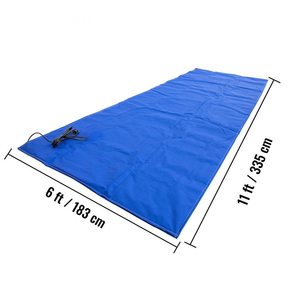 Manta de descongelación de suelo VEVOR, manta de curado de hormigón eléctrico con dimensiones calentadas de 5' x 10', dimensiones terminadas de 6' x 11', manta de hormigón de alta densidad, alfombrilla para derretir nieve trampas alfombrilla de pasarela calentada