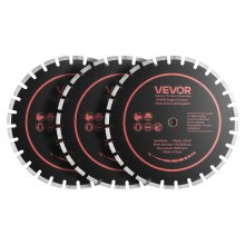 VEVOR Diamond Blades 16 inch, 3-Pack Concrete Saw Blade Set, 1 in Arbor, High-Hardness Diamond Segments, 65Mn Steel Core, Dry Wet Cutting, Clean Edges for Concrete, Masonry, Brick, Stone, Granite