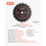 VEVOR Diamond Blades 230 mm, 3-Pack Concrete Saw Blade Set, 22.2 mm Arbor, High-Hardness Diamond Segments, 65Mn Steel Core, Dry Wet Cutting, Clean Edges for Concrete, Masonry, Brick, Stone, Granite