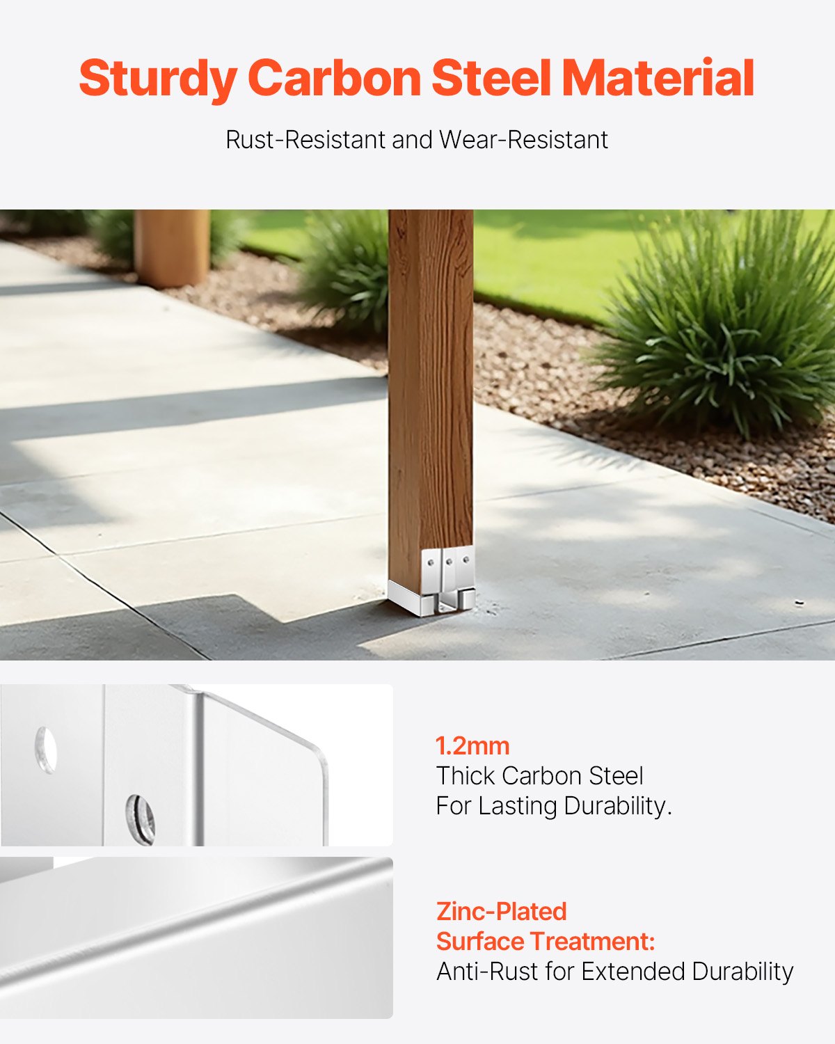 VEVOR 4x4 Post Base 10 Pcs, Inner Size 3.53x3.56inch/89.6x90.5mm Concrete Post Anchor, Heavy-Duty Zinc-Plated Carbon Steel Posts Brackets with 1 Inch Standoff Elevation, for Concrete Pergolas Patios