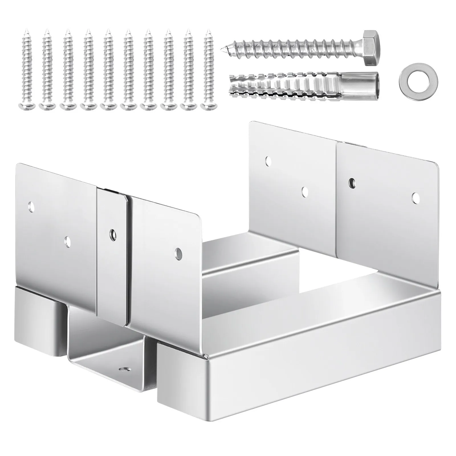 VEVOR 6x6 Post Base 10 Pcs, Inner Size 5.49x5.57inch/139.5x141.5mm Concrete Post Anchor, Heavy-Duty Zinc-Plated Carbon Steel Posts Brackets with 1 Inch Standoff Elevation, for Concrete Pergolas Patio