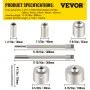 VEVOR Concrete Hole Saw Kit, 1-2/11\", 1-3/5\", 2-9/16\", 3-5/32\", 3-15/16\" Drill Bit Set SDS Plus & SDS MAX Shank Wall Hole Cutter with a 4-1/3\" Connecting Rod for Concrete, Cement, Stone Wall, Ma