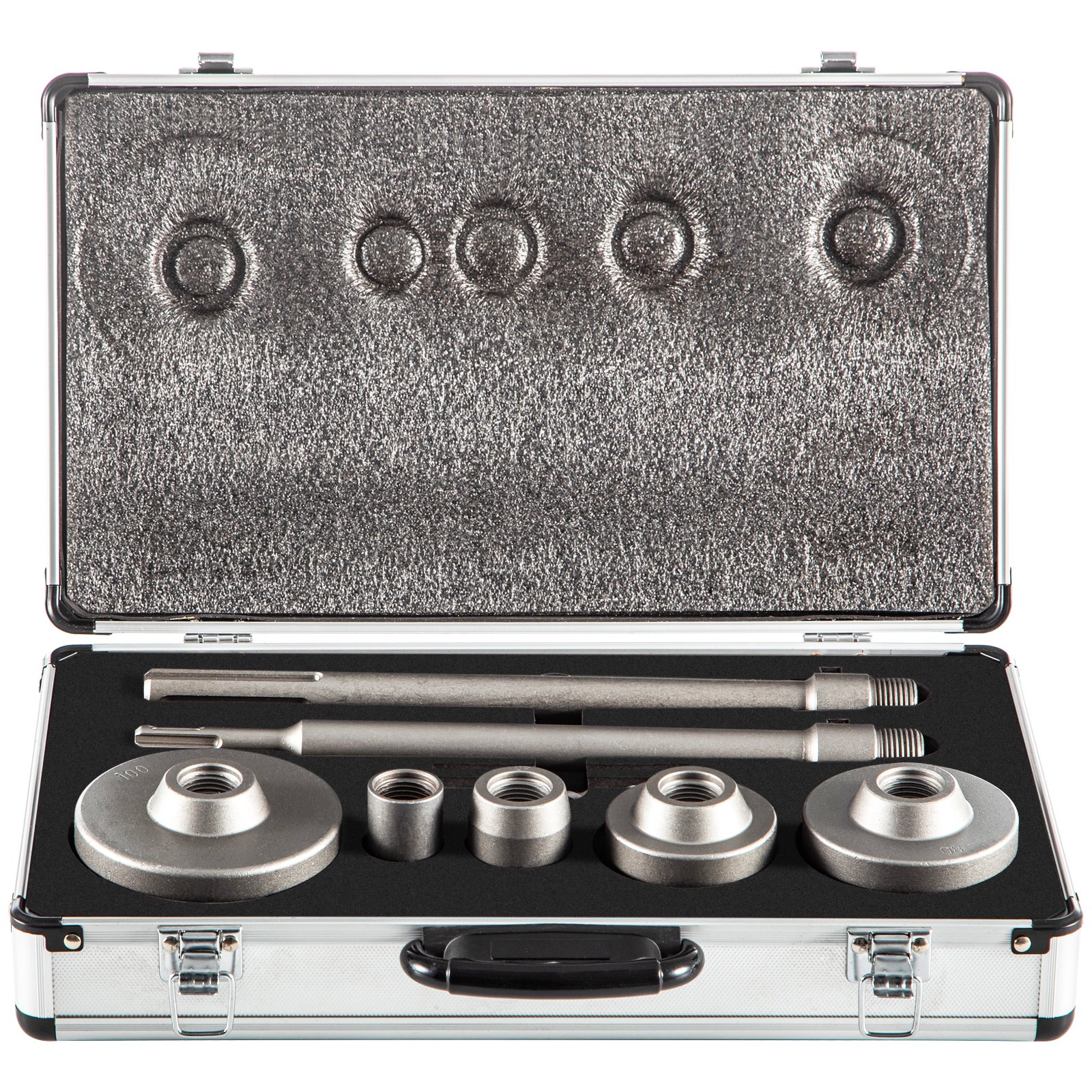 VEVOR Concrete Hole Saw Kit, 1-2/11\", 1-3/5\", 2-9/16\", 3-5/32\", 3-15/16\" Drill Bit Set SDS Plus & SDS MAX Shank Wall Hole Cutter with a 4-1/3\" Connecting Rod for Concrete, Cement, Stone Wall, Ma