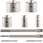 VEVOR Concrete Hole Saw Kit, 1-2/11\", 1-3/5\", 2-9/16\", 3-5/32\", 3-15/16\" Drill Bit Set SDS Plus & SDS MAX Shank Wall Hole Cutter with a 4-1/3\" Connecting Rod for Concrete, Cement, Stone Wall, Ma