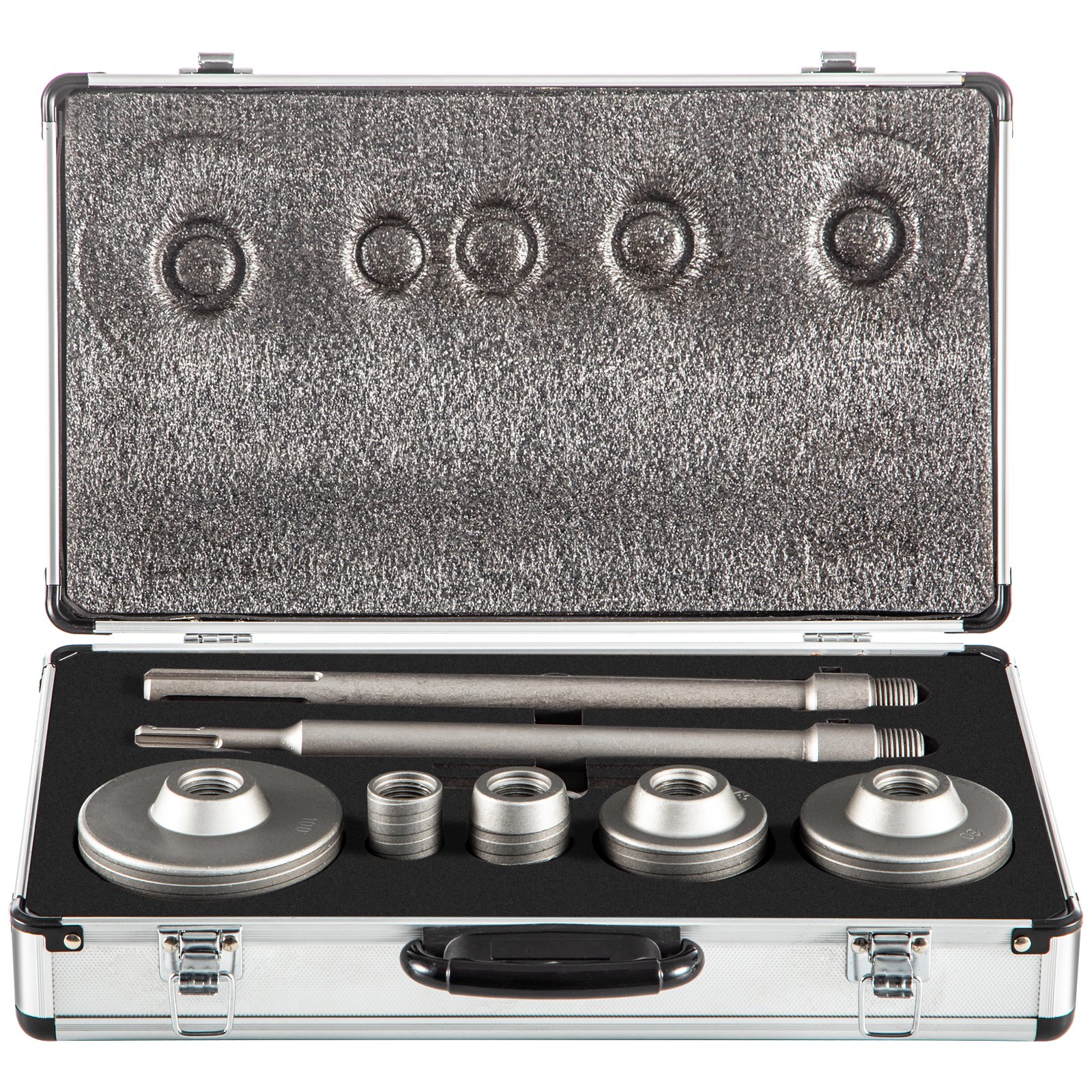 VEVOR Concrete Hole Saw Kit, 1-2/11\", 1-3/5\", 2-9/16\", 3-5/32\", 3-15/16\" Drill Bit Set SDS Plus & SDS MAX Shank Wall Hole Cutter with a 4-1/3\" Connecting Rod for Concrete, Cement, Stone Wall, Ma