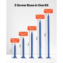 VEVOR Concrete Screws Masonry Screws 3/16 inch 100 PCS 5 Lengths Phillips Head