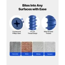 VEVOR Concrete Screws Masonry Screws 3/16 inch 100 PCS 5 Lengths Phillips Head