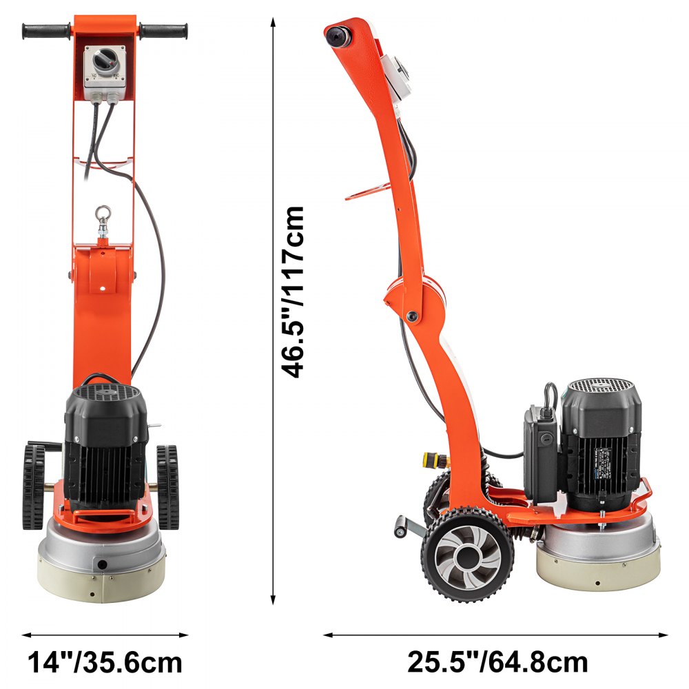 Vevor Concrete Floor Grinder 10" Walk-behind Polisher 3.0 Hp Adjustable Machine