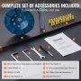 VEVOR electric concrete floor grinder accessories: diamond grinding disks, wrenches, earplugs, and manual.