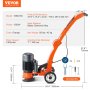 VEVOR electric concrete floor grinder in orange color with a 1500w motor and diamond alloy blade.