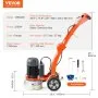 VEVOR Electric Concrete Floor Grinder 10" Walk-Behind Grinder 1.7HP Concrete Floor Polisher, 1300W Grinding Machine, 1720RPM Upgrade Brushless Motor Surfacing Grinder for Granite/Marble/Stones