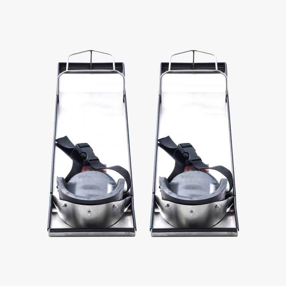 pair of VEVOR concrete knee boards with black adjustable straps on white background.