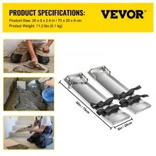 VEVOR Concrete Knee Boards Stainless Steel Knee Sliders 30" x 8" Pair w/ Straps