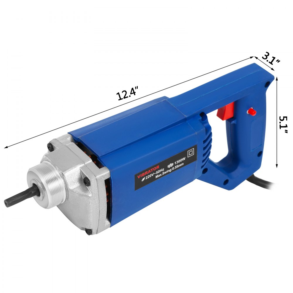 1300W Electric Concrete Vibrator 1.5M Hose Metal screw thread Nylon Shell