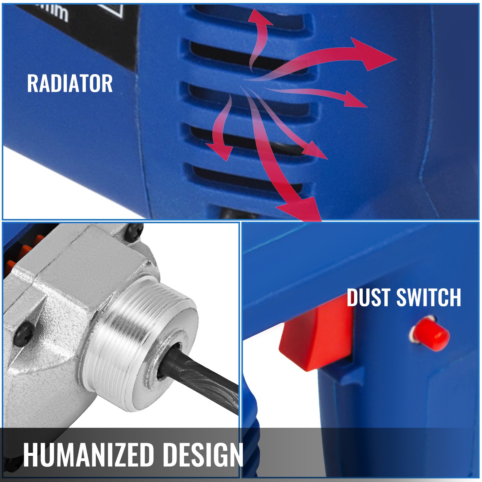 1300W Electric Concrete Vibrator 1.5M Hose Metal screw thread Nylon Shell