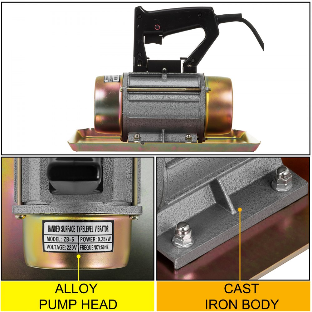 VEVOR Concrete Vibrator 250W 200kgf 2840 RPM High Strength Closed Type Dense
