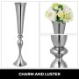 Trumpet Vase Flower Vases Centerpiece Silver 22" Candle Holder 11pcs Centerpiece