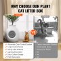 VEVOR Caja de arena para gatos con plantas artificiales sin olor Caja de arena oculta para gatos con plantas artificiales