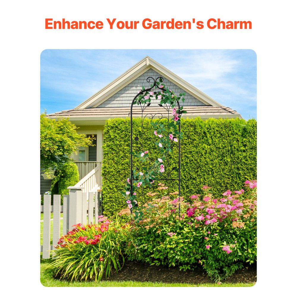 VEVOR Garden Trellis for Climbing Plants, 60 x 15 in, Rustproof Metal Garden Flower Trellis, Outdoor Climbing Rose Trellis Cucumbers Support, Decorative Tall Clematis Trellis for Courtyards Lawns