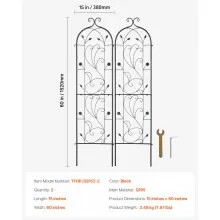 2 Packs Metal Garden Trellis for Climbing Plant Support 60x15 in Rustproof