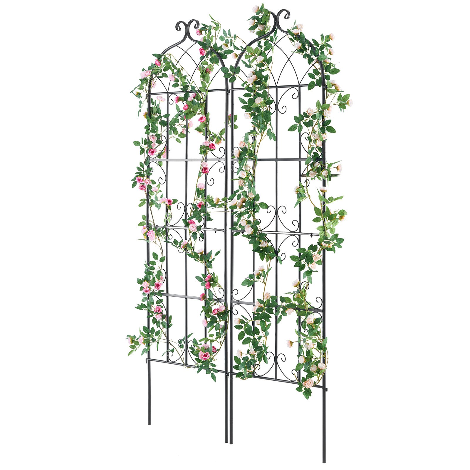 VEVOR Garden Trellis for Climbing Plants, 71 x 20 in, 2 Packs Rustproof Metal Garden Flower Trellis, Outdoor Climbing Rose Trellis Cucumbers Support, Decorative Clematis Trellis for Courtyards Lawns