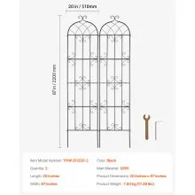 2 Packs Metal Garden Trellis for Climbing Plant Support 87x20 in Rustproof