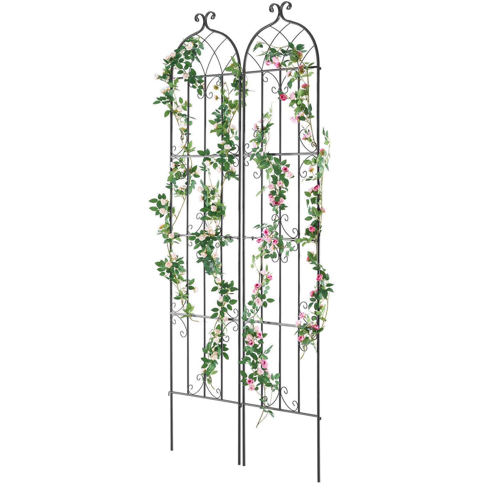 VEVOR Garden Trellis for Climbing Plants, 87 x 20 in, 2 Packs Rustproof Metal Garden Flower Trellis, Outdoor Climbing Rose Trellis Cucumbers Support, Decorative Clematis Trellis for Courtyards Lawns