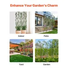 VEVOR 4 Packs Metal Garden Trellis for Climbing Plant Support 87x20 in Rustproof